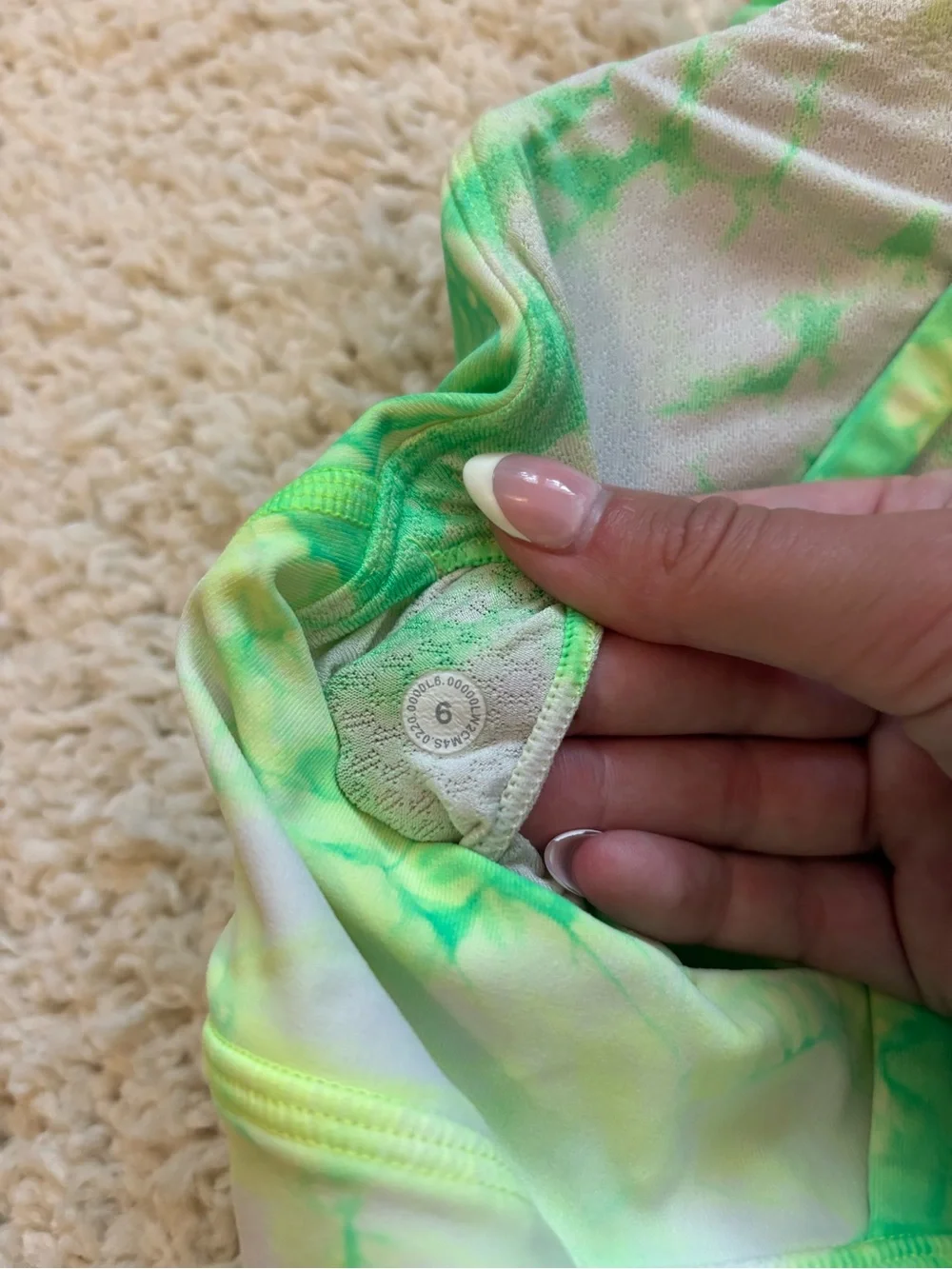 Lululemon Energy Bra High Neck Long in Neon Green and Yellow